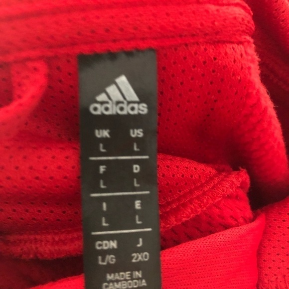 Adidas Men's Team Issue Climawarm Logo Hoodie Sz. L Red Large Mesh Lining - Picture 7 of 8